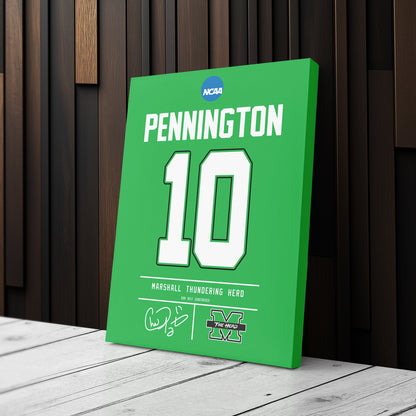 Chad Pennington Thundering Herd Jersey Canvas Print | Wall Art Decor