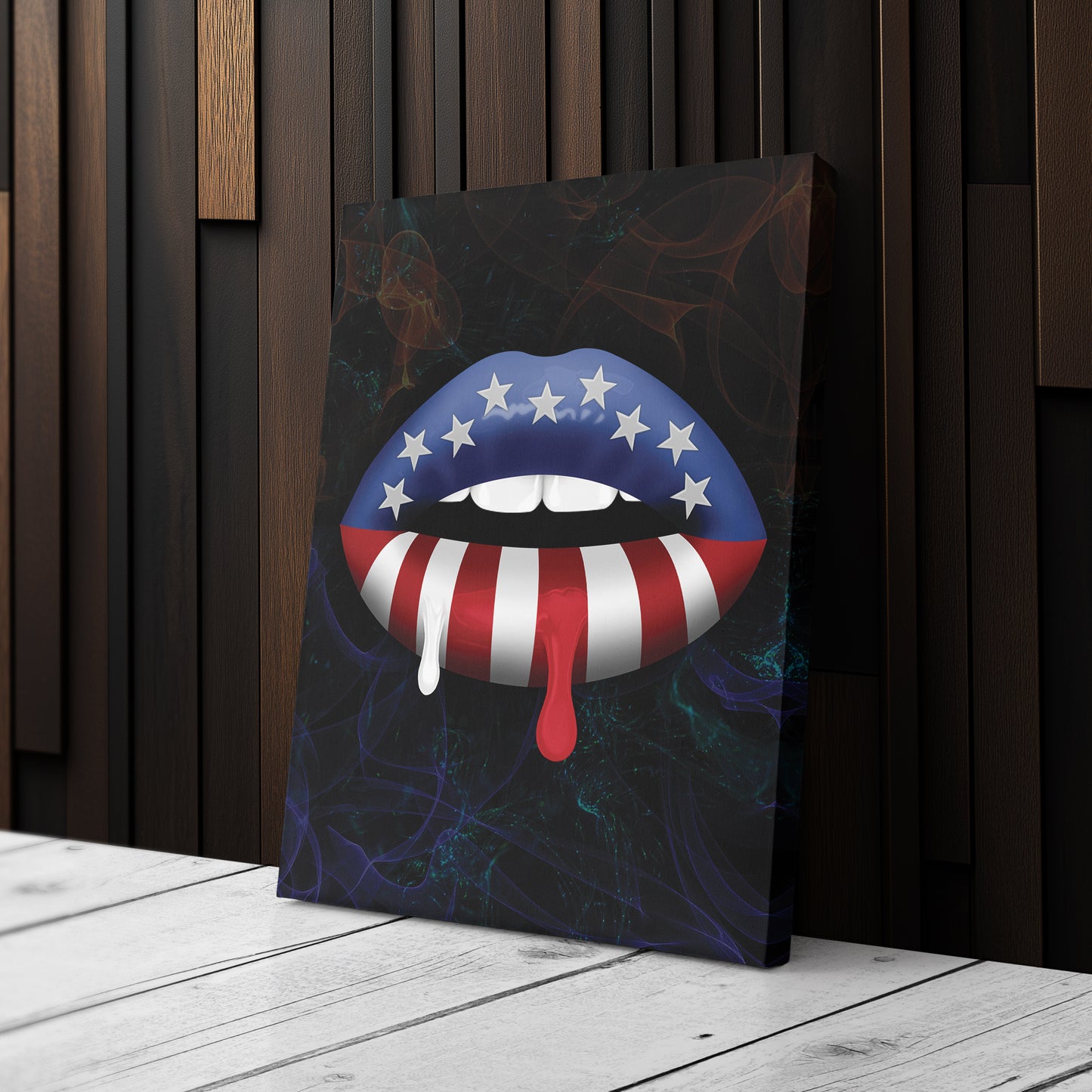Lips American Flag Canvas Print | Patriotic Wall Art Decor
