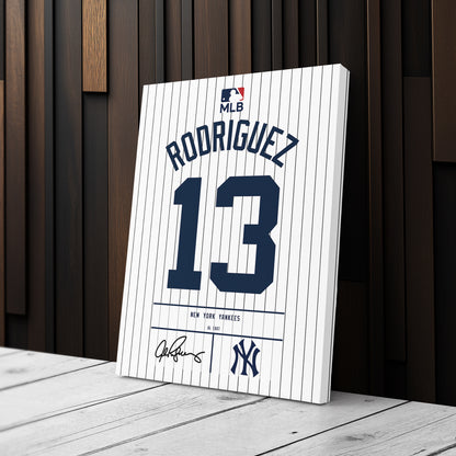 Alex Rodriguez New York Yankees Jersey Canvas Wall Art