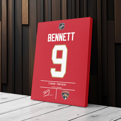 Sam Bennett Florida Panthers Jersey Canvas Wall Art