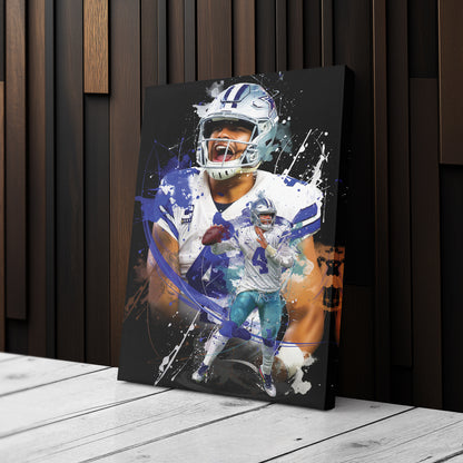 Dak Prescott Cowboys Canvas Print | Dallas Football Wall Art