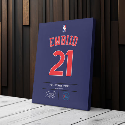 Joel Embiid 76ers Jersey Canvas Print | Wall Art Decor
