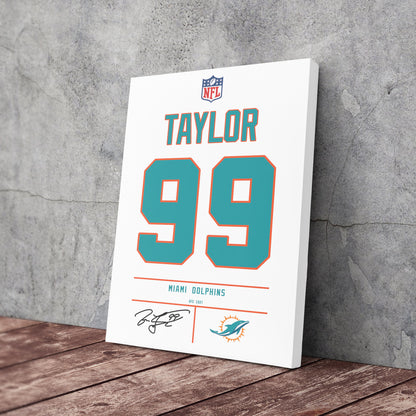 Jason Taylor Dolphins Jersey Canvas Print | Wall Art Decor