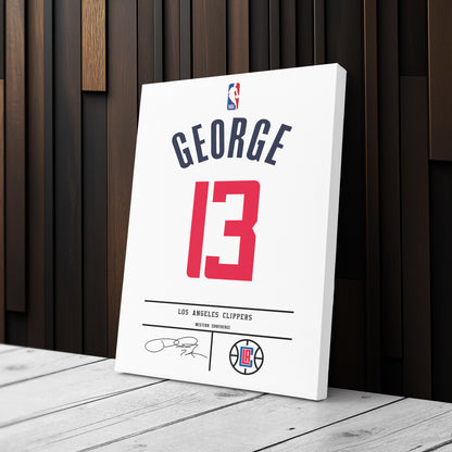Paul George Clippers Jersey Canvas Print | Wall Art Decor