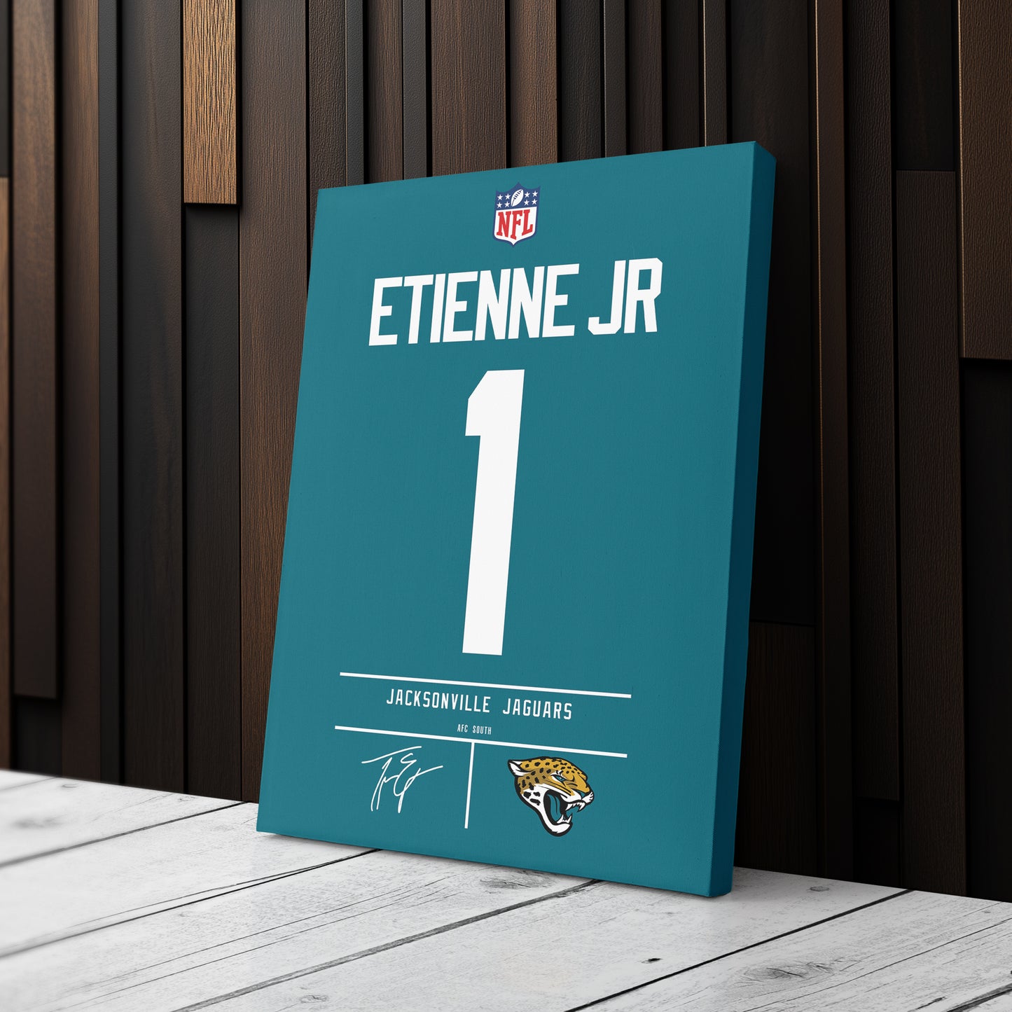 Travis Etienne Jaguars Jersey Canvas Print | Wall Art Decor