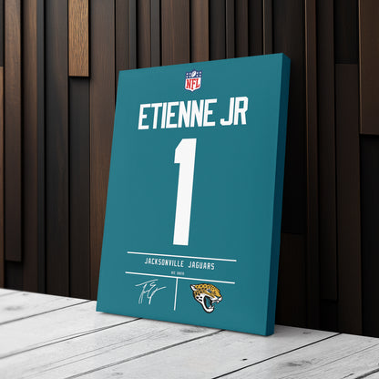 Travis Etienne Jaguars Jersey Canvas Print | Wall Art Decor