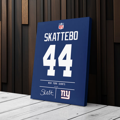 Cam Skattebo New York Giants Jersey Canvas Wall Art