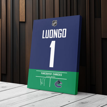 Roberto Luongo Canucks Jersey Canvas Print | Wall Art Decor