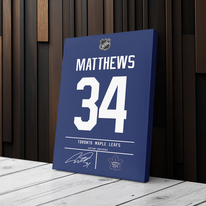 Auston Matthews Maple Leafs Jersey Canvas Print | Wall Art Decor