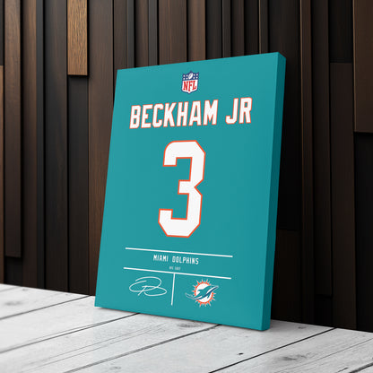 Odell Beckham Jr. Dolphins Jersey Canvas Print | Wall Art Decor