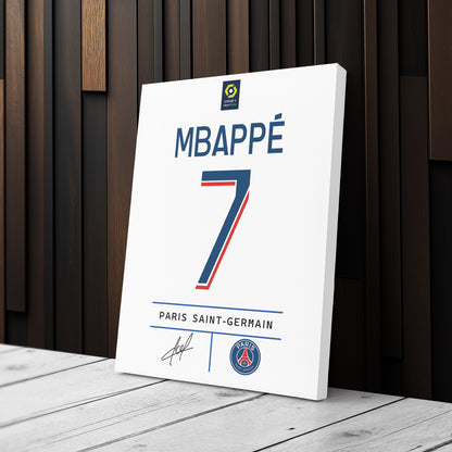 Kylian Mbappé PSG Jersey Canvas Print | Soccer Wall Art Decor