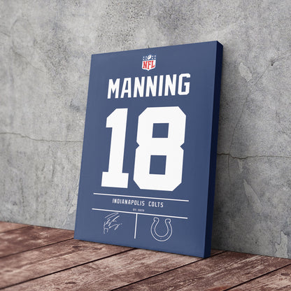 Peyton Manning Colts Jersey Canvas Print | Wall Art Decor