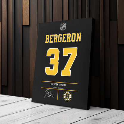 Patrice Bergeron Bruins Jersey Canvas Print | Wall Art Decor
