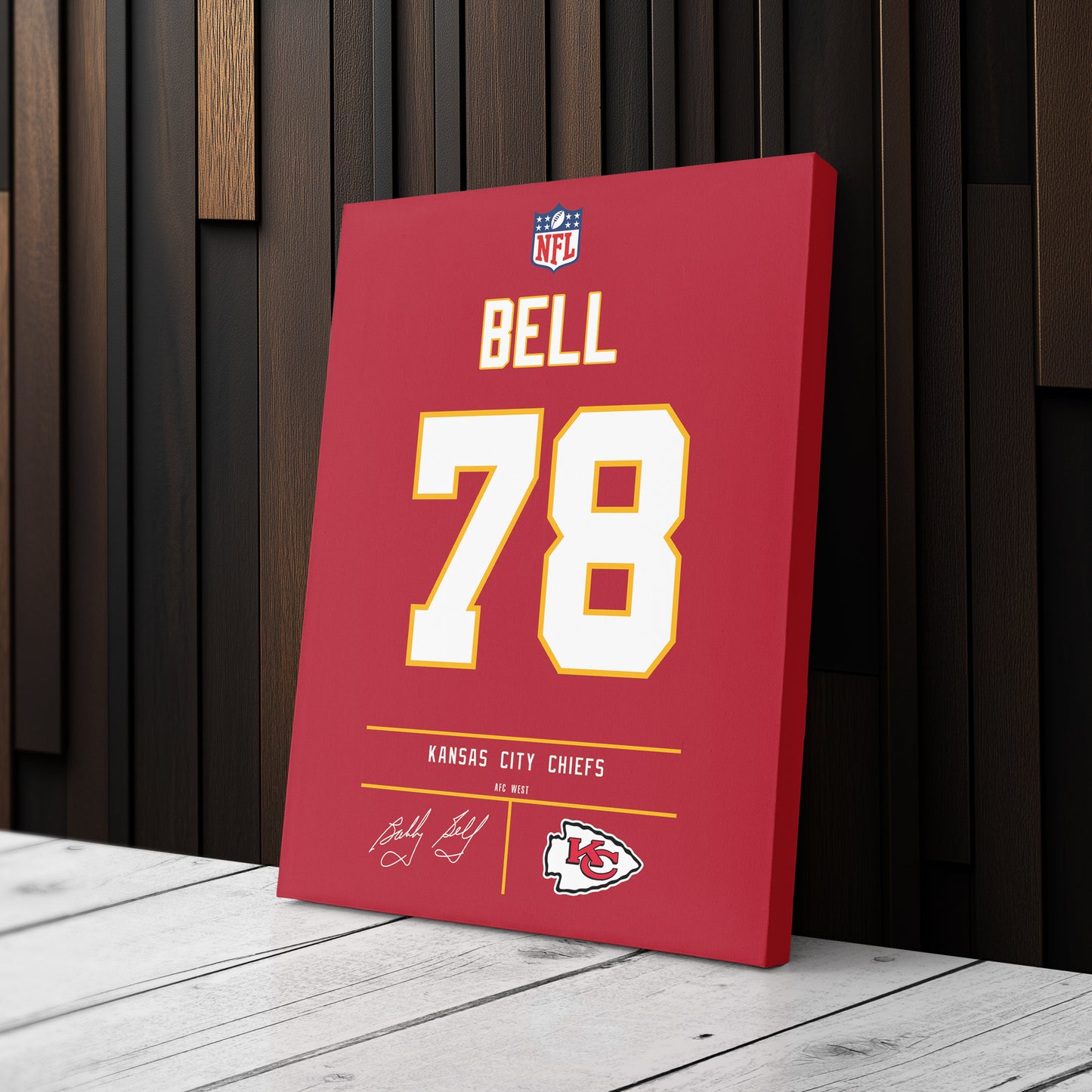 Bobby Bell Kansas City Chiefs Jersey Canvas Wall Art