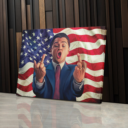The Wolf of Wall Street Middle Finger Canvas Print | Bold Movie Wall Art
