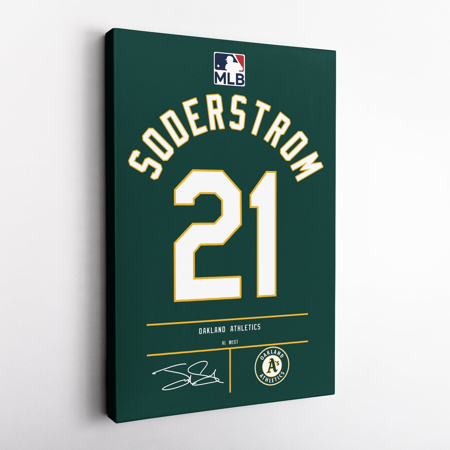 Tyler Soderstrom Oakland Athletics Green Jersey Canvas Wall Art