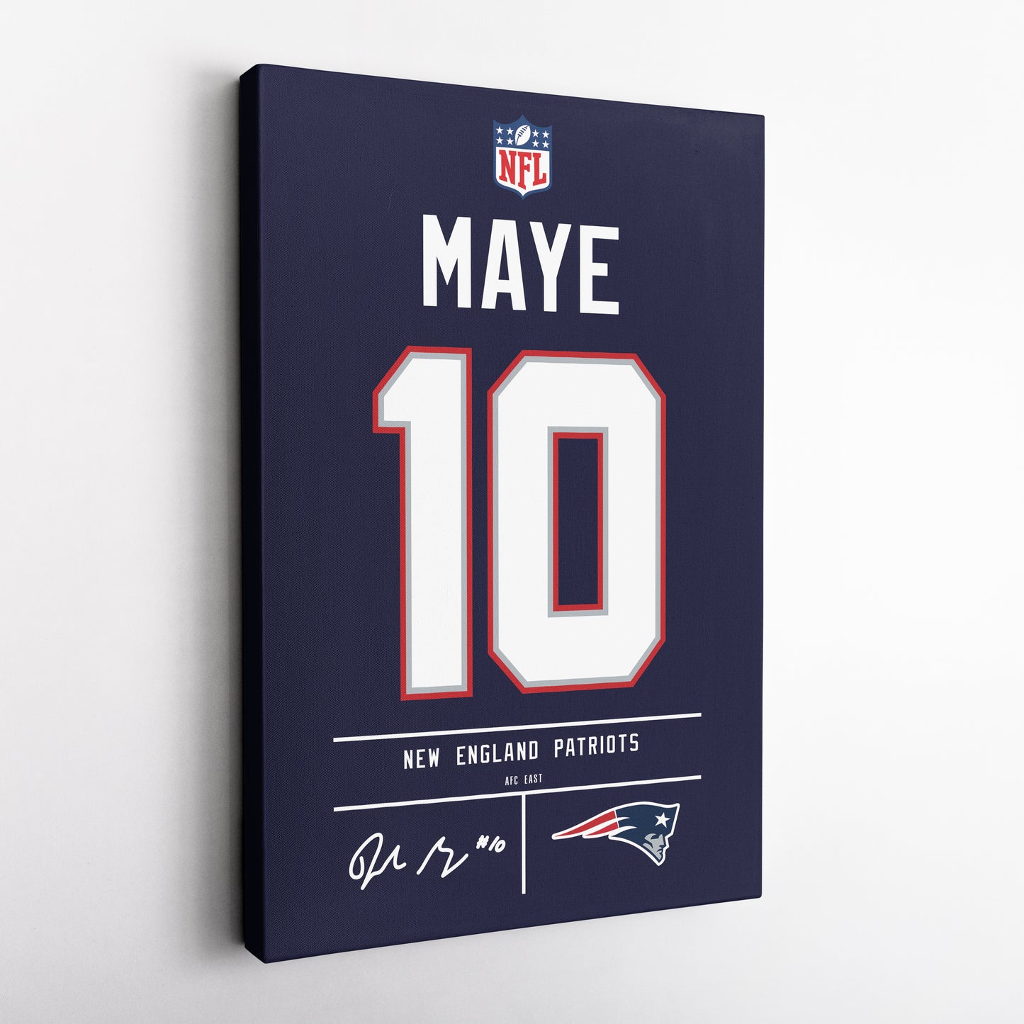 Drake Maye New England Patriots Jersey Canvas Wall Art