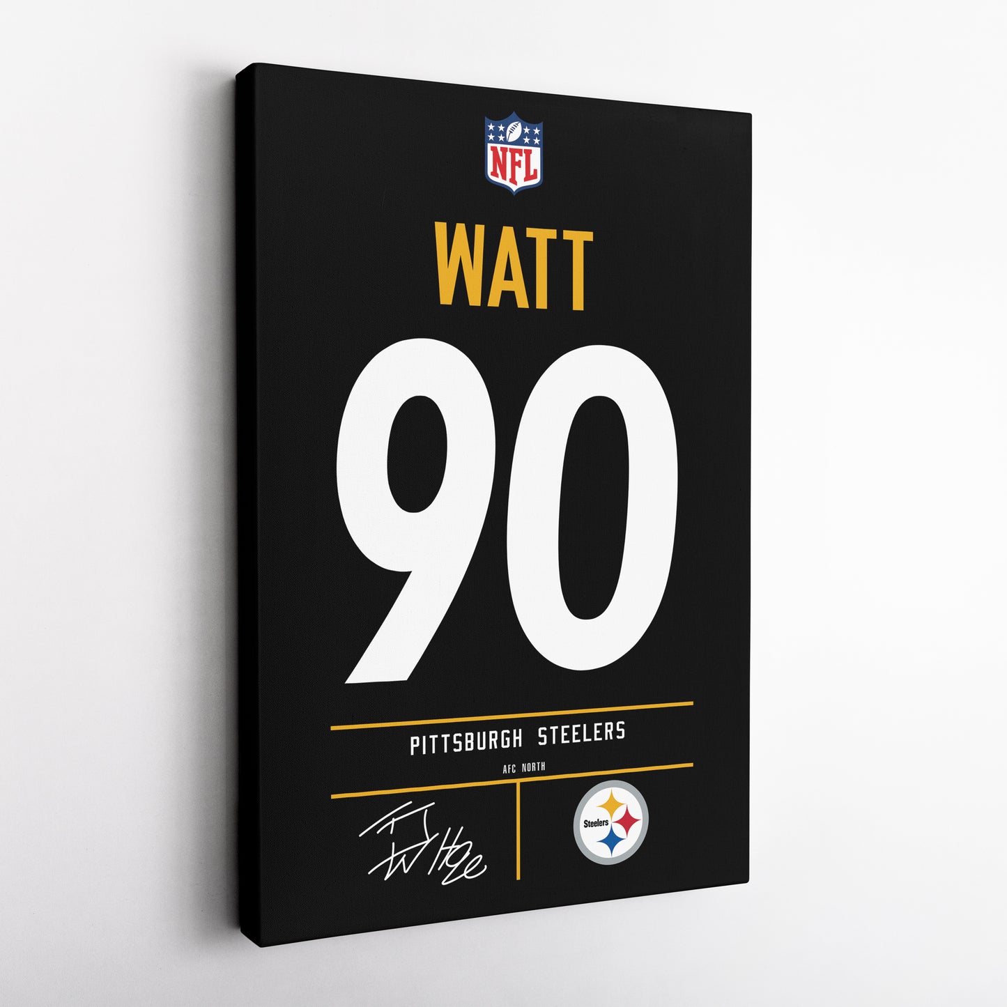 T.J. Watt Pittsburgh Steelers Jersey Canvas Wall Art
