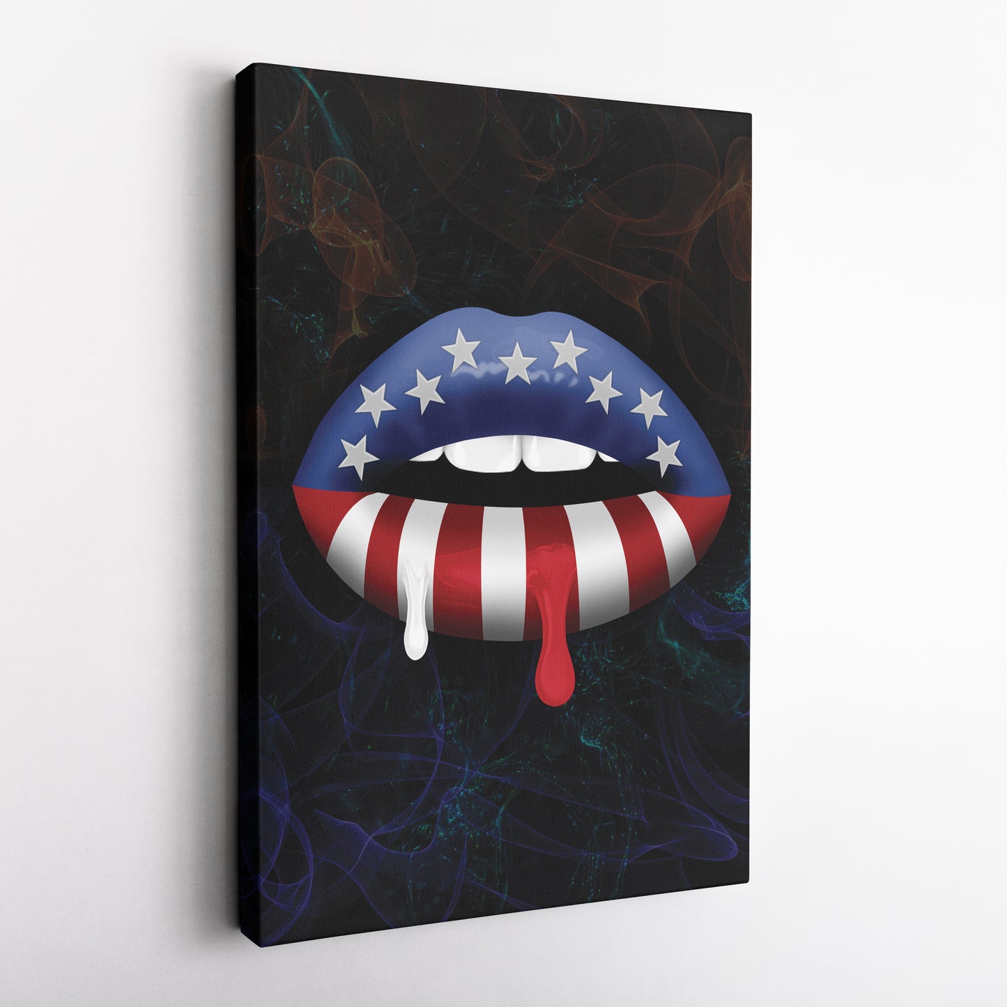 Lips American Flag Canvas Print | Patriotic Wall Art Decor