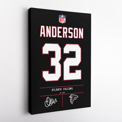 Jamal Anderson Atlanta Falcons Jersey Canvas Wall Art