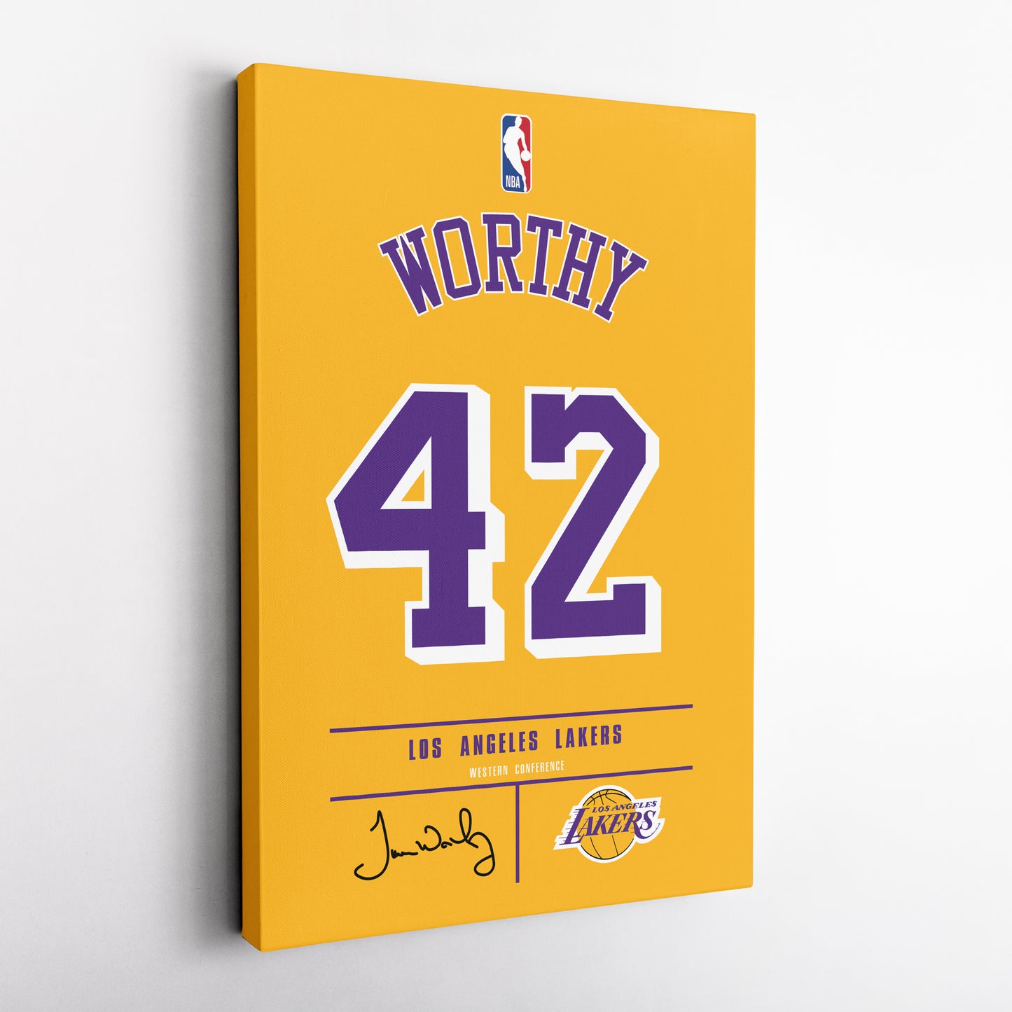 James Worthy Los Angeles Lakers Jersey Canvas Wall Art