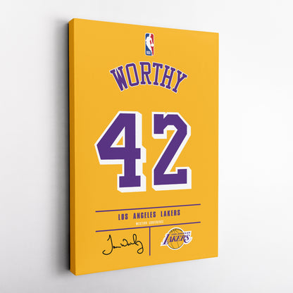 James Worthy Los Angeles Lakers Jersey Canvas Wall Art