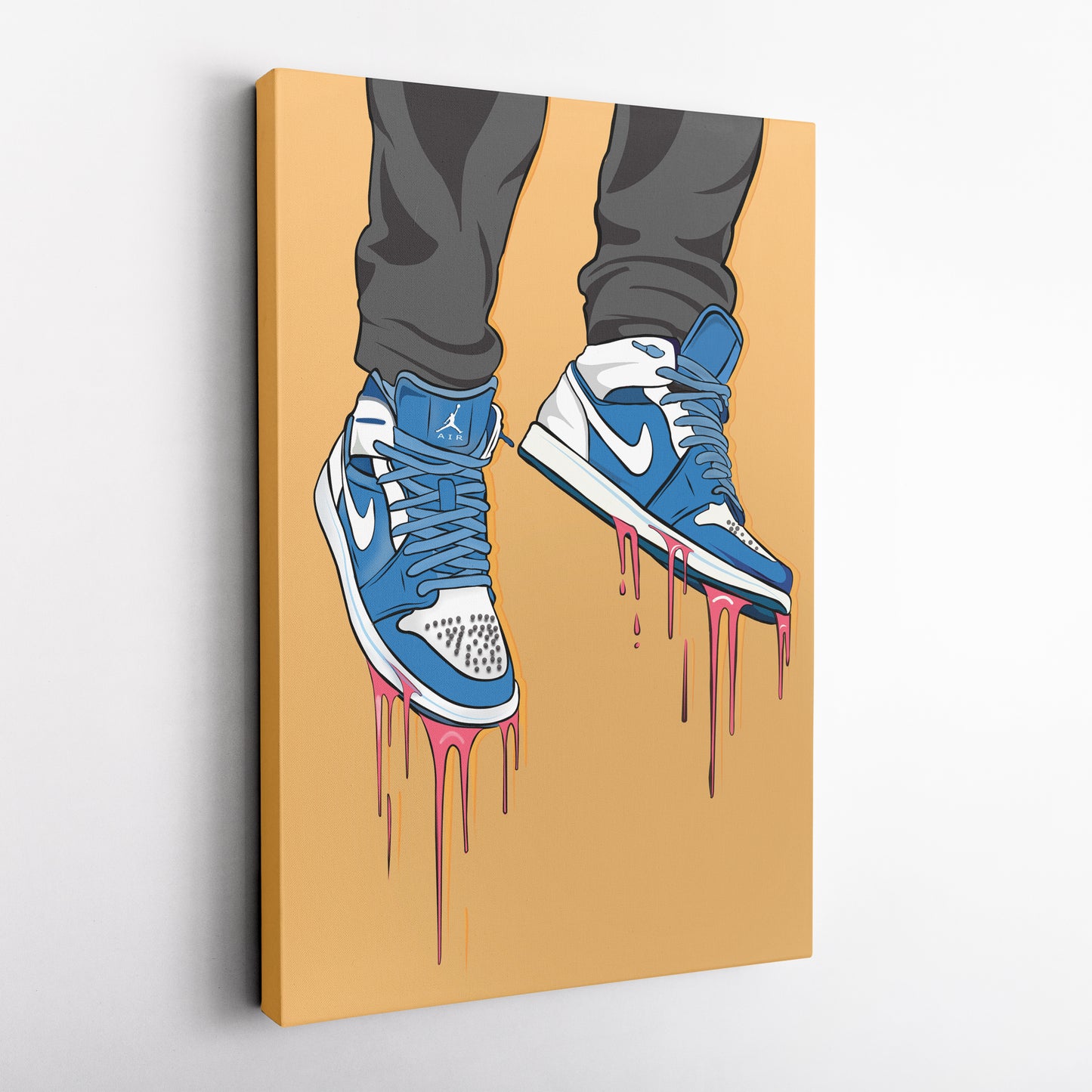 Air Jordan 1 Mid Blue White Canvas Print | Sneakerhead Wall Art