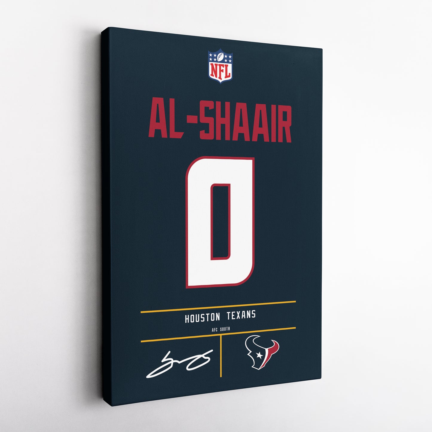 Azeez Al-Shaair Houston Texans Jersey Canvas Wall Art