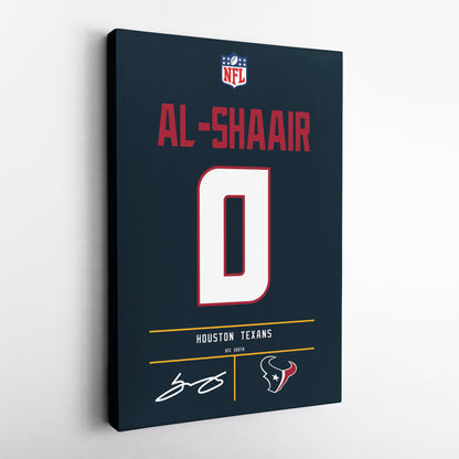 Azeez Al-Shaair Houston Texans Jersey Canvas Wall Art