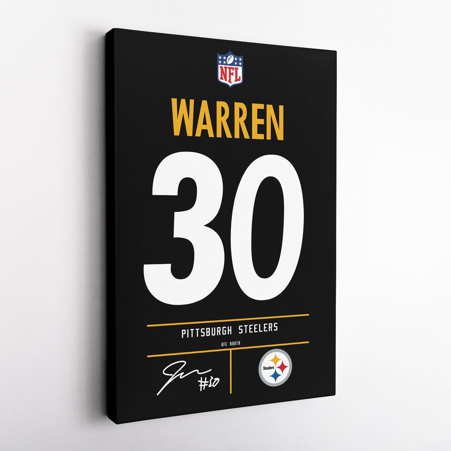 Jaylen Warren Pittsburgh Steelers Jersey Canvas Wall Art