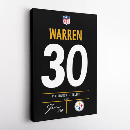 Jaylen Warren Pittsburgh Steelers Jersey Canvas Wall Art