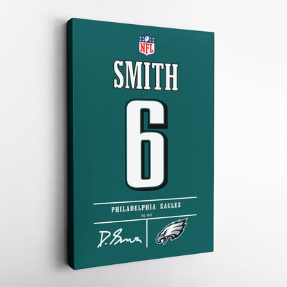 DeVonta Smith Philadelphia Eagles Jersey Canvas Wall Art