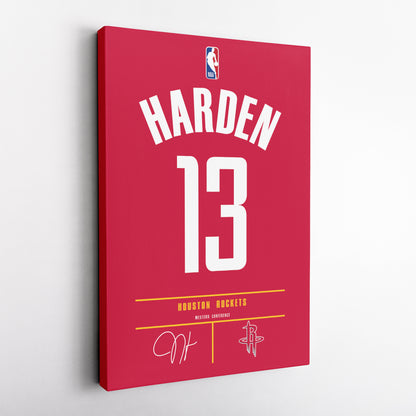 James Harden Houston Rockets Jersey Canvas Wall Art