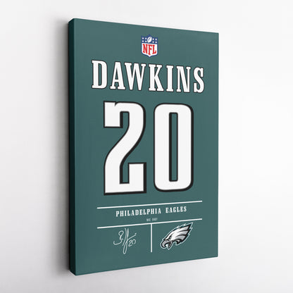 Brian Dawkins Eagles Jersey Canvas Print | Wall Art Decor