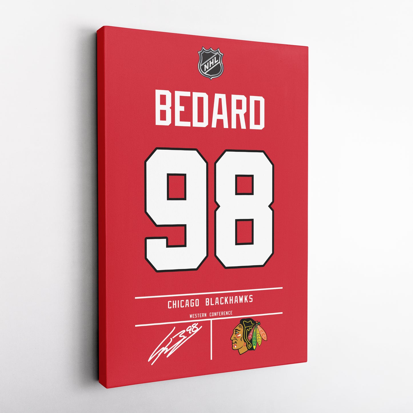 Connor Bedard Blackhawks Jersey Canvas Print | Wall Art Decor