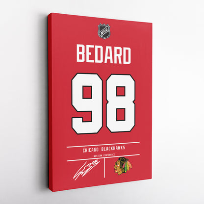 Connor Bedard Blackhawks Jersey Canvas Print | Wall Art Decor