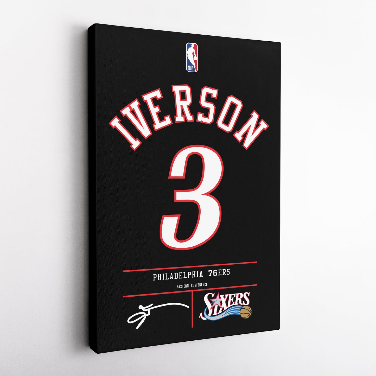 Allen Iverson Philadelphia 76ers black Jersey Canvas Wall Art