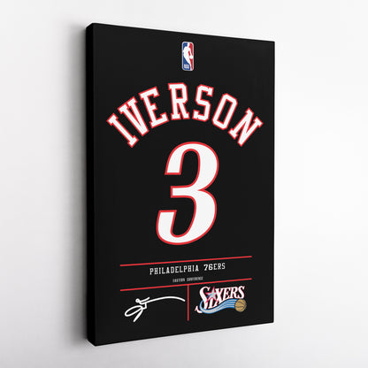 Allen Iverson Philadelphia 76ers black Jersey Canvas Wall Art