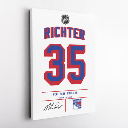 Mike Richter New York Rangers White Jersey Canvas Wall Art
