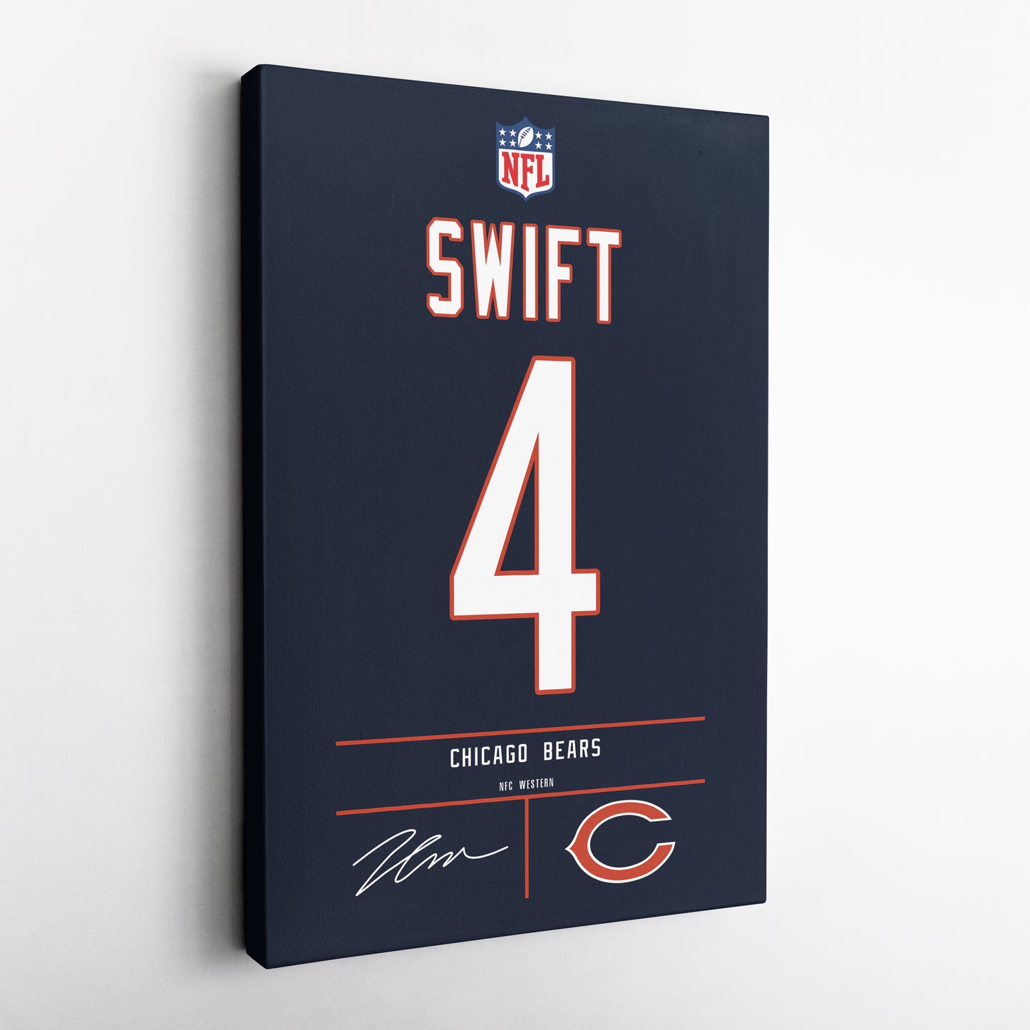 D'Andre Swift Bears Jersey Canvas Print | Wall Art Decor