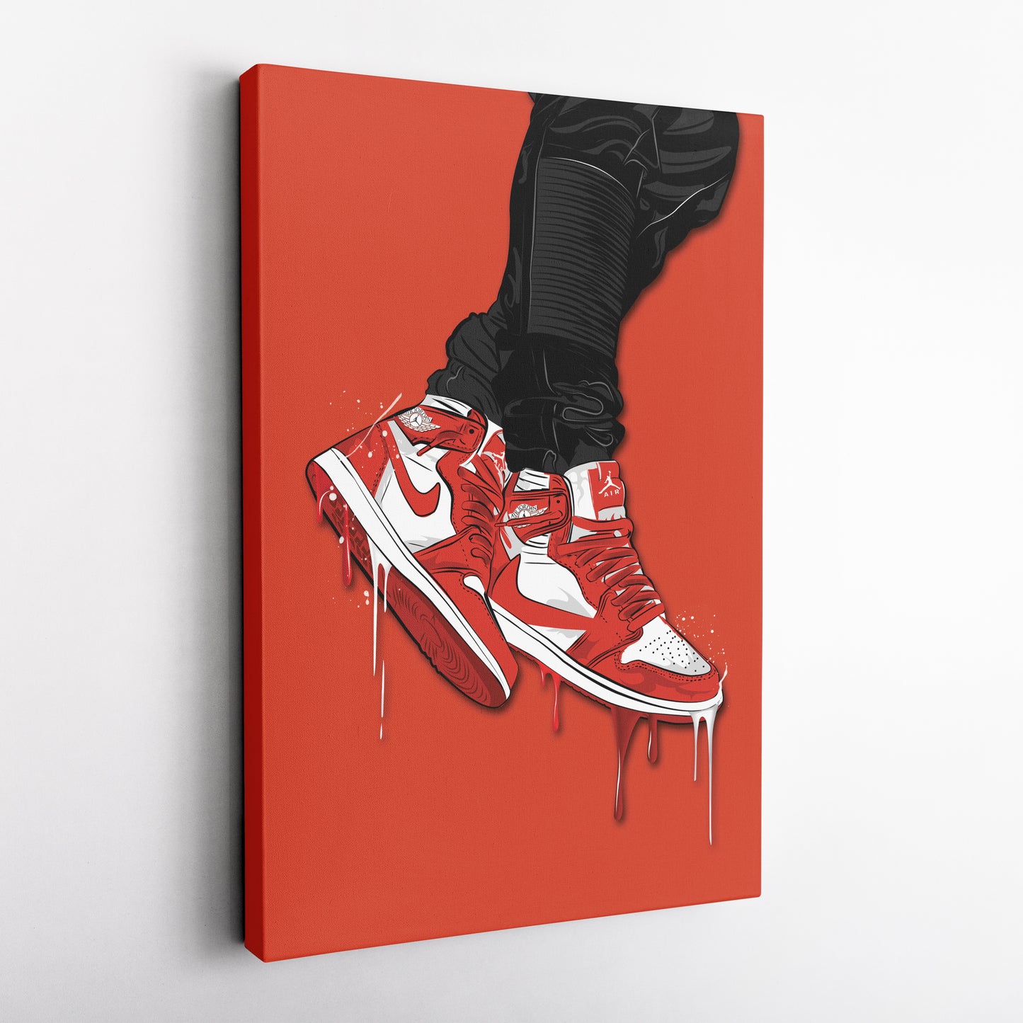 Air Jordan 1 Mid Red White Canvas Print | Sneakerhead Wall Art