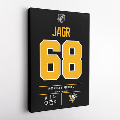 Jaromir Jagr Pittsburgh Penguins Jersey Canvas Wall Art