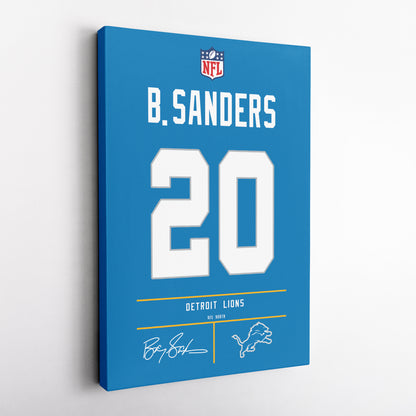 Barry Sanders Lions Jersey Canvas Print | Wall Art Decor