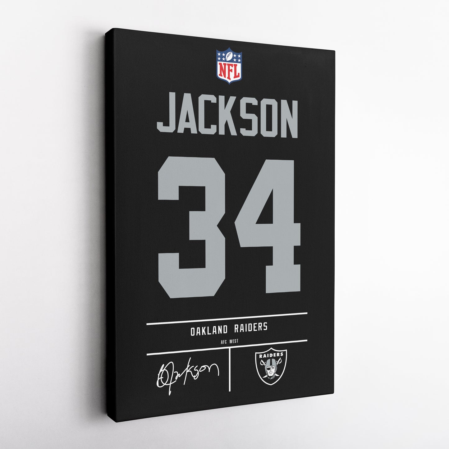 Bo Jackson Oakland Raiders Jersey Canvas Wall Art
