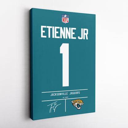 Travis Etienne Jaguars Jersey Canvas Print | Wall Art Decor