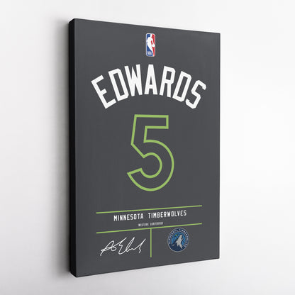 Anthony Edwards Minnesota Timberwolves Jersey Canvas Wall Art