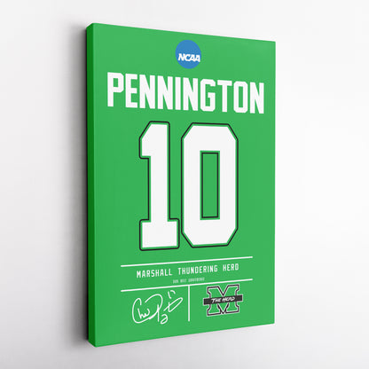 Chad Pennington Thundering Herd Jersey Canvas Print | Wall Art Decor