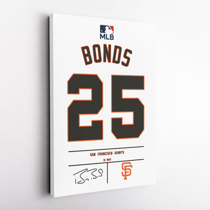 Barry Bonds Giants Jersey Canvas Print | Wall Art Decor