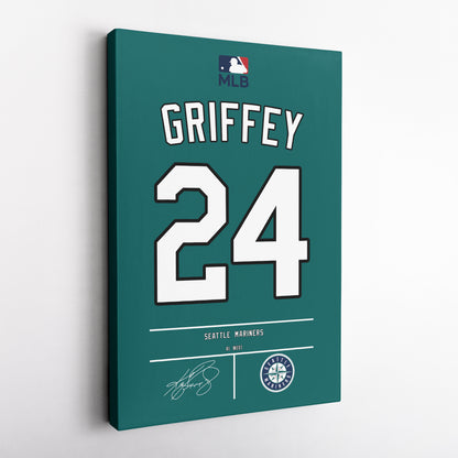 Ken Griffey Jr. Mariners Seal Jersey Canvas Print | Wall Art Decor