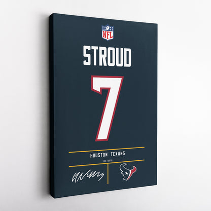 C.J. Stroud Houston Texans Jersey Canvas Wall Art